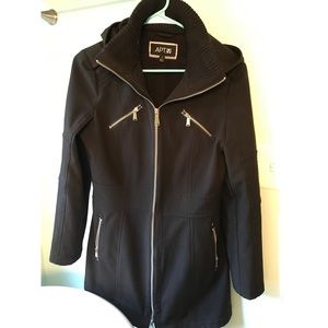 APT 9 black long multi weather fashionable coat